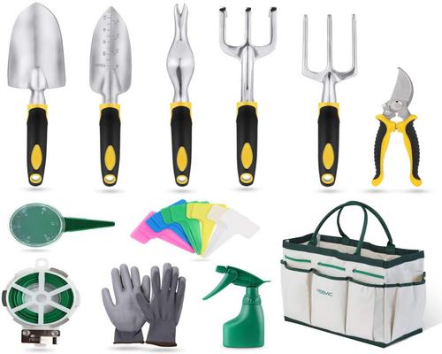 un Kit Yissvic Outils De Jardinage 12 Pièces Outils De Jardin Avec Sac De Rangement