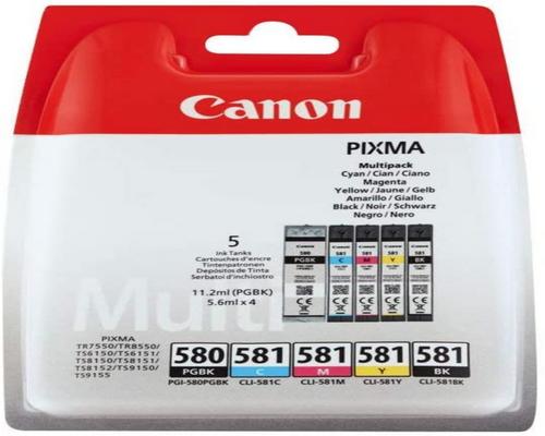 une Cartouche Canon Pgi-580/Cli-581 Bk/Cmyk Multipack Noir