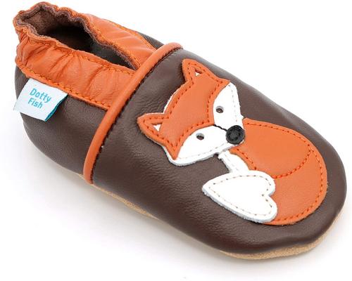 une Paire De Chaussons Dotty Fish Cuir Souple Bébé