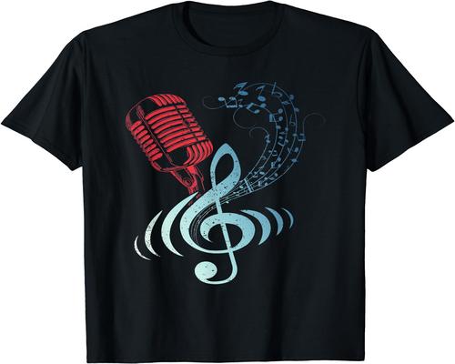 un T-Shirt Microphone Notes De Musique Mélomane Clé De Sol