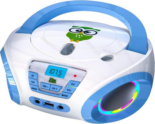 un Tablet Tinygeeks Tunes Kids Boombox Cd Player For Kids - New 2023 - Fm Radio - Batteries Included - Cute White Radio Cd Player With Speakers For Kids And Toddlers - B