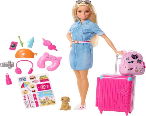 un Coffret Barbie Voyage Avec Poupée Et Chien