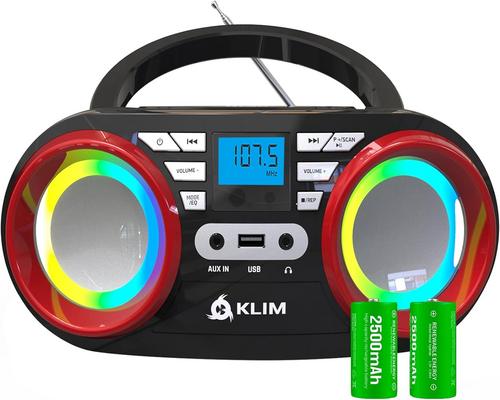 un Tablet Klim B3 Cd Player Portable Boombox - New 2023 - Fm Radio Bluetooth Cd Mp3 Aux Usb - Rgb - Cd Boombox - Wired And Wireless Mode With Rechargeable Batteries - Up