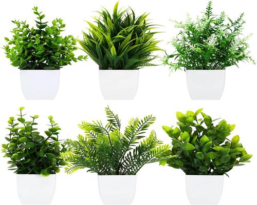 un Lot De 6 Petites Plantes Artificielles En Pot Royouzi