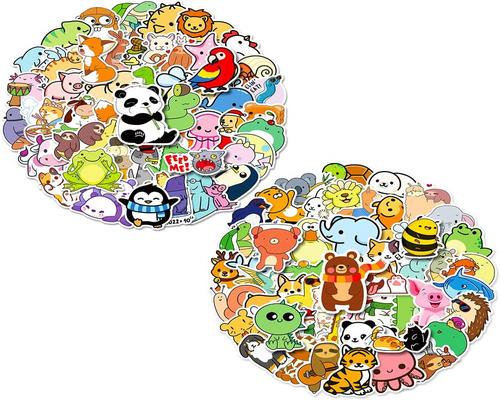 un Lot De 100 Feuilles D'Autocollants Animaux En Vinyle