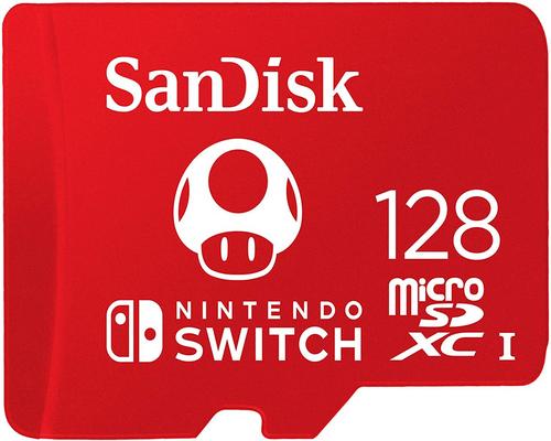 una scheda Sandisk Sdxc Uhs-I per Nintendo Switch da 128 GB