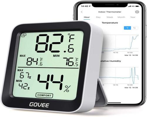 Ein Govee Innenthermometer Kleiner Monitor Mini Digitaler Hochgenauigkeitssensor Luftfeuchtigkeitstemperatur