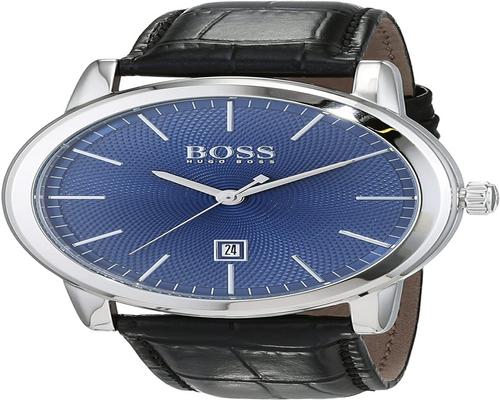 Hugo Boss Reloj analógico clásico de cuarzo para hombre con cuero