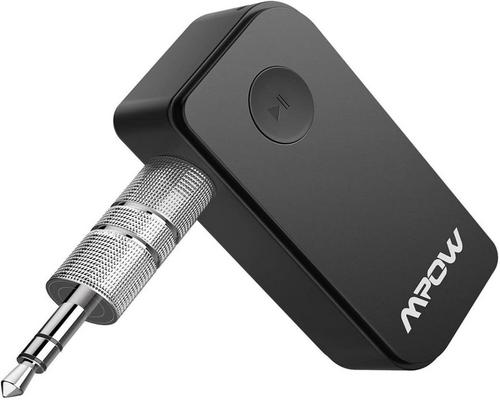 a Mpow 5.0 Kit Adaptador de audio Cable Manos libres Kit para automóvil Dos conexiones con micrófono incorporado y altavoces de salida estéreo de 3,5 mm