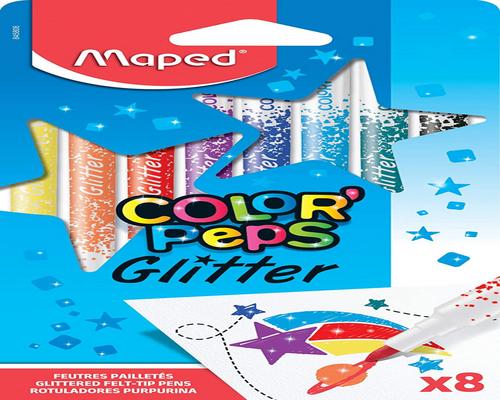 et Maped Color&#39;Peps Markers Kit fra Glitter Ink Glitter Coloring til børn med metallisk effekt