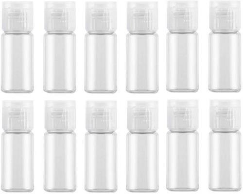 One Flask 12 piezas de plástico transparente botella de muestra contenedor contenedor tarro con tapa abatible perfecto para maquillaje