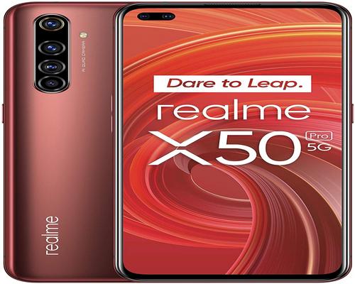 ein Realme X50 Pro rustikales rotes 5G Smartphone