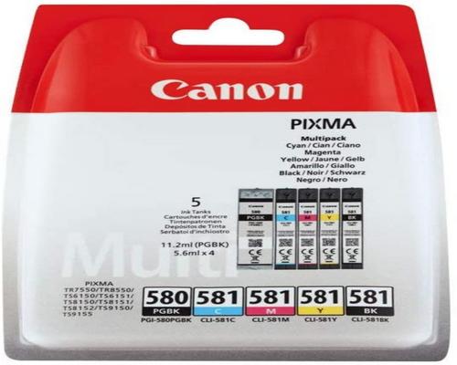 a Canon Pgi-580 / Cli-581 Bk / Cmyk Multipack Black Cartridge