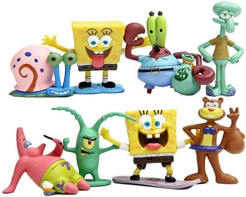 Un set di 8 decorazioni a forma di SpongeBob per