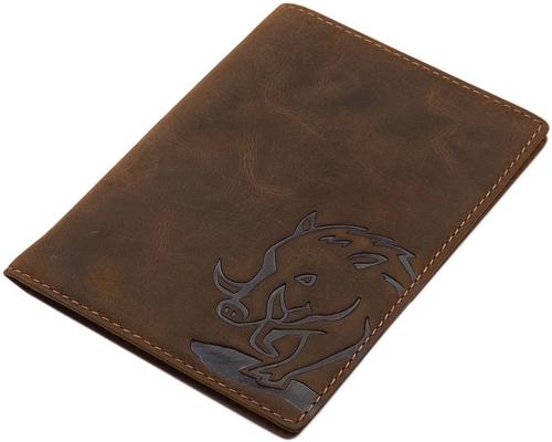 A Buffalo Leather Accessory ID Card With Deer Or Boar Pattern In Brown