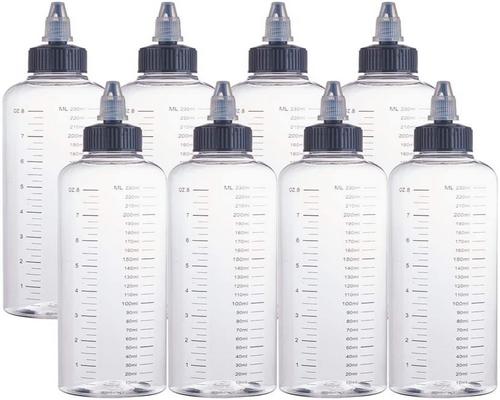 un Flacon Benecreat 8Pcs 230 Ml À L’Échelle En Plastique Squeeze Récipients Avec Capuchon Twist Noir