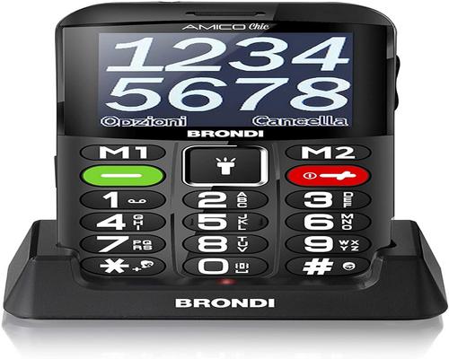 en Brondi Amico Chic GSM-smarttelefon för seniorer med stora nycklar