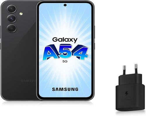 een Samsung Galaxy A54 5G-smartphone in het zwart
