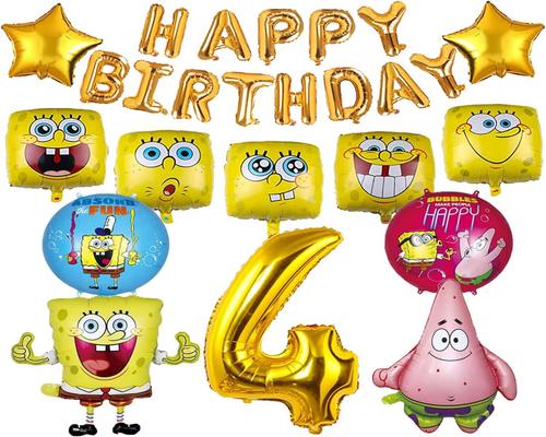 et SpongeBob fødselsdagsdekorationssæt til 4-årige