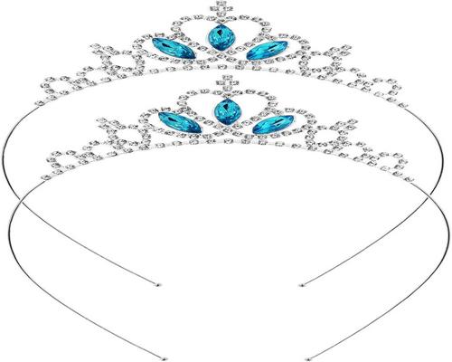 Kahden prinsessakruunun tiara tekojalokivistä koostuva sanka tytöille ja naisille