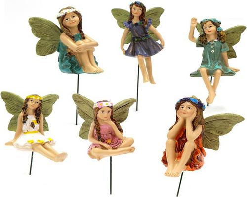 a Figurine Kocnydey Miniatures Fairies Mini Fairy Decor Fairy Outdoor Yard Lawn Decoration Beautiful Resin Fairy Accessories Outdoor Indoor