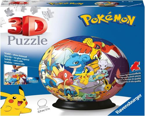 ein Ravensburger Pokemon 3D-Puzzle mit Ball für Kinder ab 6 Jahren