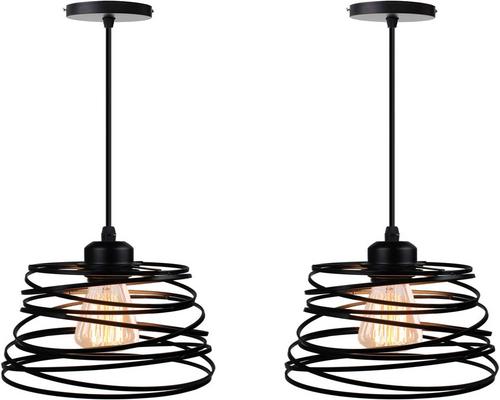 et Idegu Pendelsæt med 2 Moderne Kreativt Design Spiral Cascading Vintage Metal E27 Lampe Til Soveværelse Stue