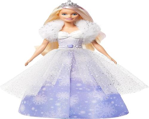 Barbie Dreamtopia Snowflake Princess Legesæt med udfoldet kjole og blond hår med lyserøde highlights
