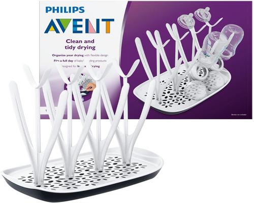 eine Philips Avent Design Tropfschale für 8 Flaschen in Schwarz und Weiß
