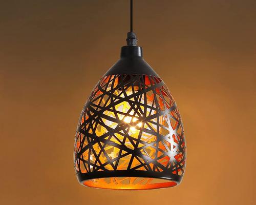 a Comely Carved Hollow Metal Industrial Pendant Light