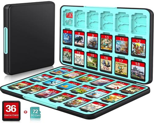 a Set Of Accessory Cykoarmor Switch Game Case For Nintendo Switch/Oled/Lite, Switch Game Holder With 36 Games Storage And 72 Memory Cartridge Slots, Portable Switch Game