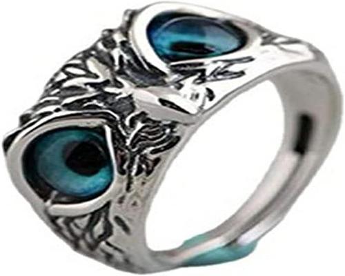 蓝眼睛猫头鹰形状的戒指