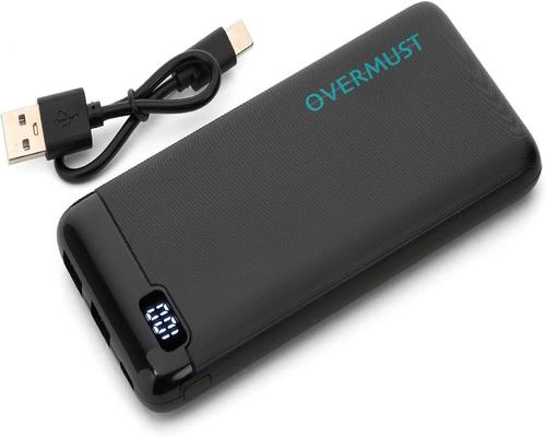 an Overmust 10,000 Mah Adapter With 2 Usb Ports And 1 Usb-C Port