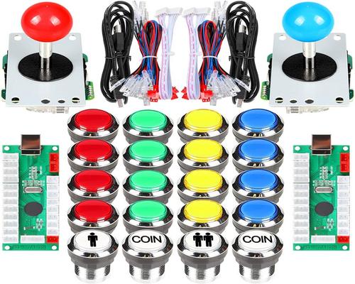 One Game Fosiya 2 Players Arcade Joystick Led Chrome Push Buttons For Pc Mame Raspberry Pi Arcade Cabinet Parts