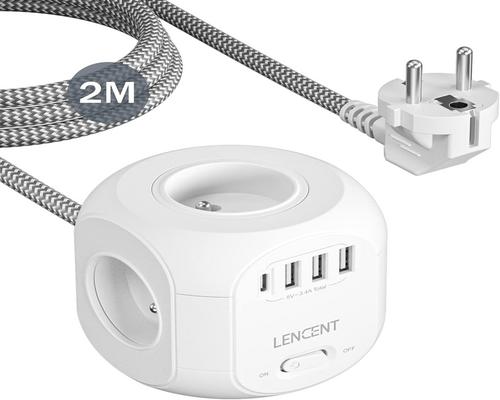 Lecent Cube Power Strip 2M jatke 4 verkkopistorasialla