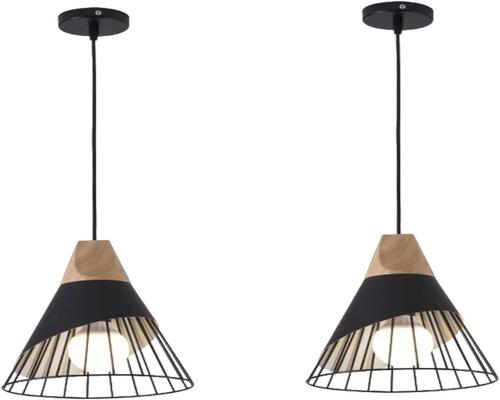 a Preciousse Pendant Lamp Industrial Interior Lighting Wood And Black E27