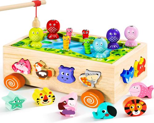 un Jeu De Pêche Magnétique En Bois Seagoal