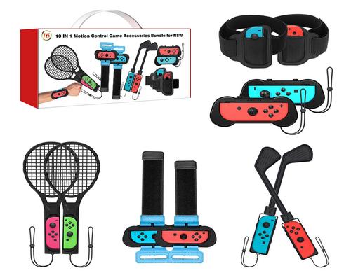 a Set Of Accessory Switch Sports Accessories Bundle - Uxilep 10 In 1 Family Accessories Kit For Nintendo Switch Sports Games 2023 : Golf Clubs For Mario Golf,Just Dance 