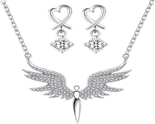 a Generic Titanium Necklace With Angel Wing Pendant