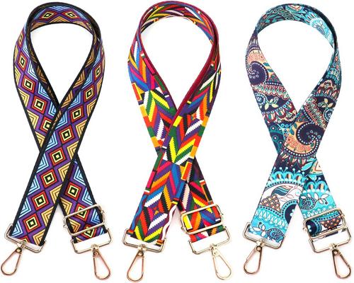 a Trio of Colorful Qwork Bag Straps