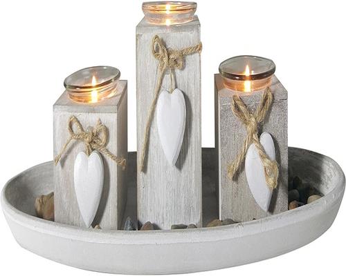 a Gray Wooden Candle Holder