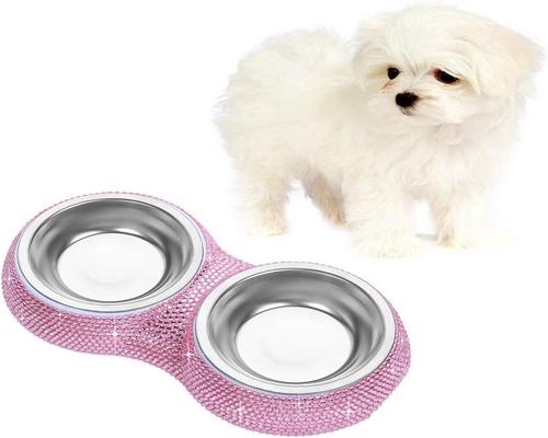 小型犬・猫用クリスタル付き Soleebee Bling ペットボウル