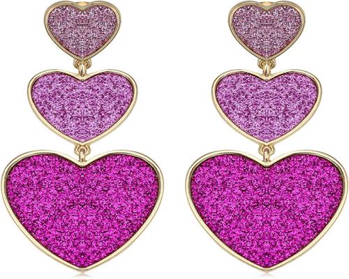 une Paire De Boucles D'Oreilles Cœur Scintillantes