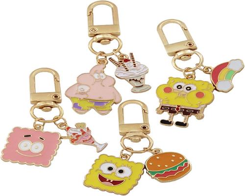 a set of sponge bob keychains