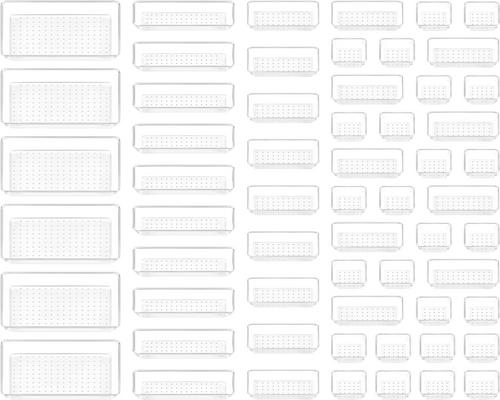 un set di 60 organizer per cassetti in plastica trasparente Vtopmart