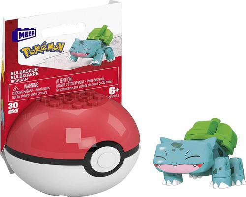 a Mega Construx Game Pokemon Poke Ball And Bulbasaur Figure To Build