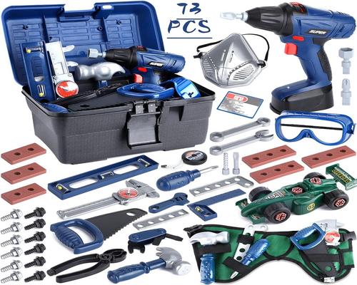 A 73-Piece Nckihrkk Toy Tool Kit for Children