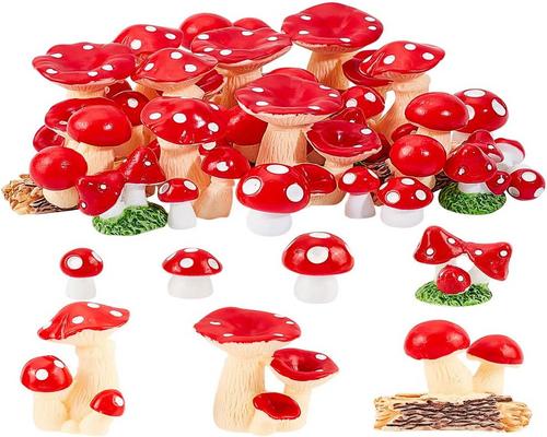 an Ahandmaker 124 Pcs Mini Miniature Mushrooms Figurine