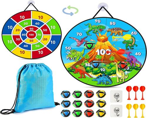 One Set 66Cm Foldable Double Sided Dart Board With 12 Sticky 6 Darts 2 Hooks