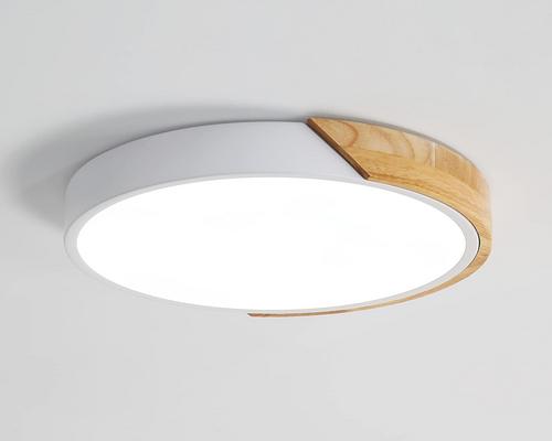 a Riserva Led Round Wood Ceiling Light 24W